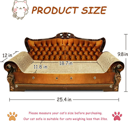Luxury Cardboard Cat Scratcher Sofa Bed, Couch Shaped Scratching Board, Scratch Lounge with Catnip, Cat Scratcher for Indoor Cats Large Brown