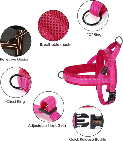 Didog No Pull Dog Harness with Soft Mesh Padded,Reflective & Quick Fit Light Weight Dog Strap Vest Harness,Easy for Walking Training (M:Chest 21-26", Mesh-Hot Pink)