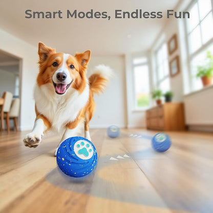 Interactive Dog Ball for Large Dogs - Dog Toys for Aggressive Chewers to Keep Them Busy, Durable E-TPU Material, 3 Play Modes Automatic Dog Balls for Medium and Large Dogs, Indoor & Outdoor (Blue)