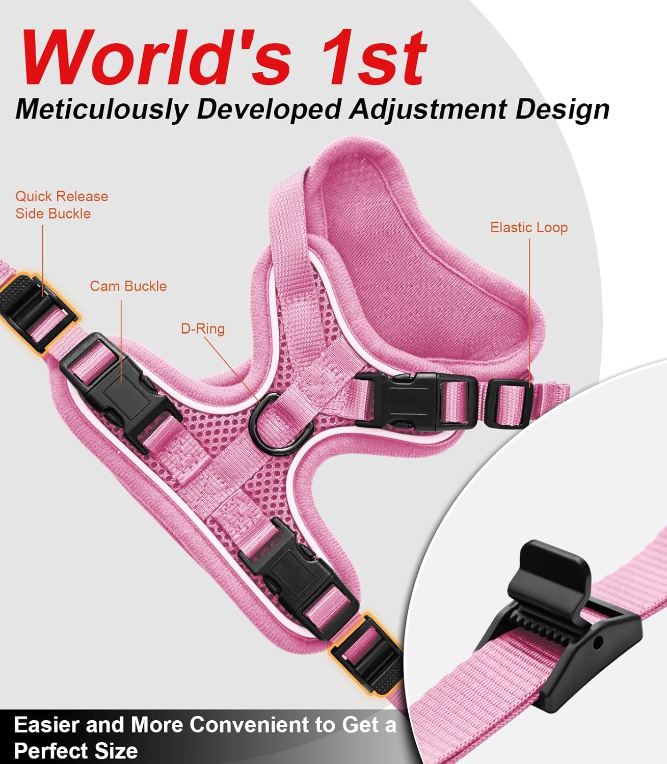Cat Harness and Leash for Walking Escape Proof Soft Adjustable Cat Leash Breathable Comfortable Vest Easy to Wear Kitten Harness for Outdoor Travel Pink XS
