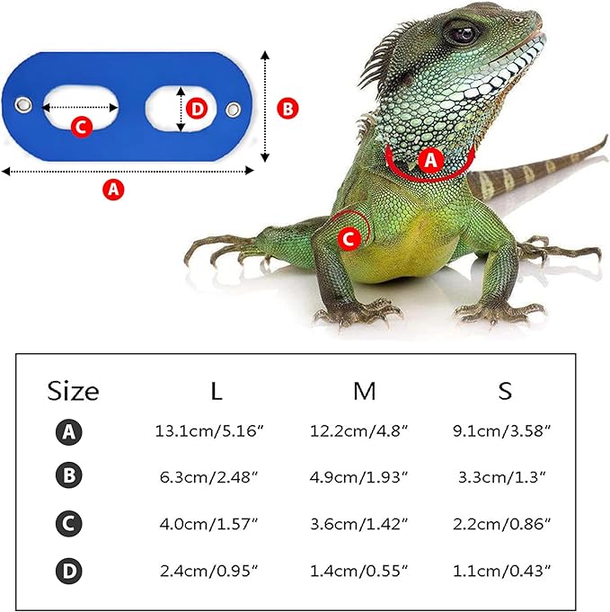 AIITLE Multi-Size Bearded Dragon Leash - Comfortable Adjustable Harness for Reptiles & Small Animals (Outdoor Walks, Pet Events), Blue