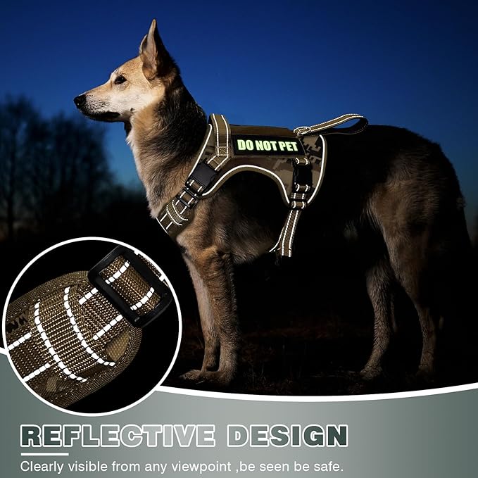 WINSEE Tactical Dog Harness, No Pull Dog Harness for Medium Large Dogs with Handle & Molle, Military Service Dog Vest Harness in Training Pet Harness for Small Dogs