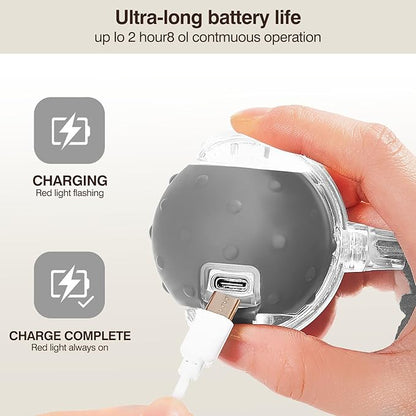 Electric Interactive Cat Toy Ball - Automatic Rolling Silicone Cat Toys for Indoor Cats, Durable Chew-Proof Motorized Kitty Ball with LED Light, Fun Exercise Toys for Bored Kittens（Grey）