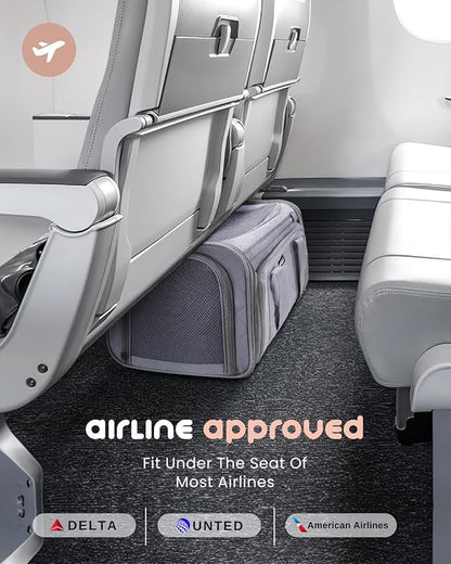 MIDOG Cat Carrier Soft for Small to Medium-Sized Cats,Up to 15 Lbs, TSA Airline Approved Soft Sided Pet Carrier,Collapsible Travel Cat Carry Bag(Grey)