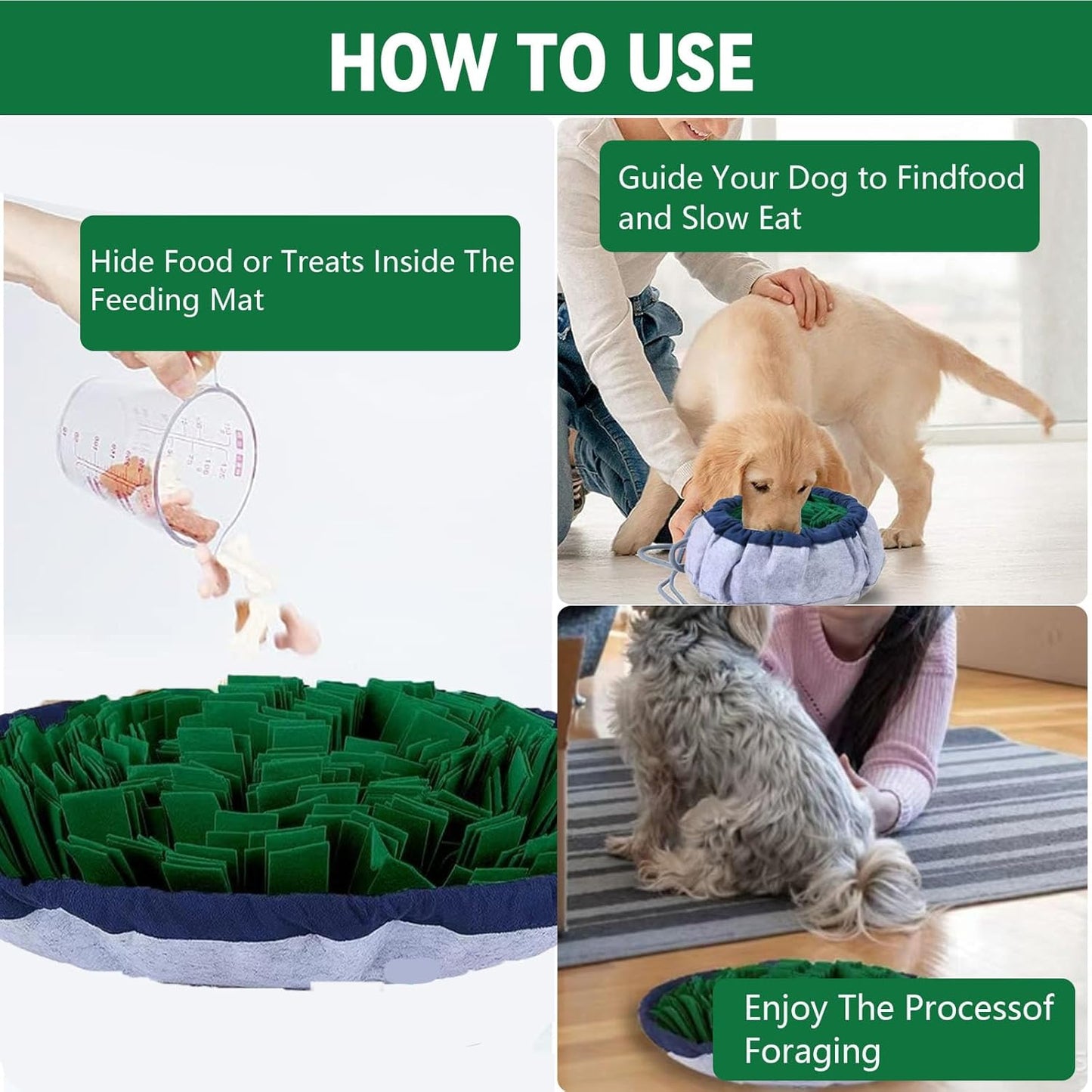Snuffle Mat for Dogs Cognitive Dog Toys Puzzle Feeders Interactive Pet Enrichment for Mental Stimulation，Sniff Mat Helps Slow Eating and Keeping Puppy & Cats Mentally Active & Entertained