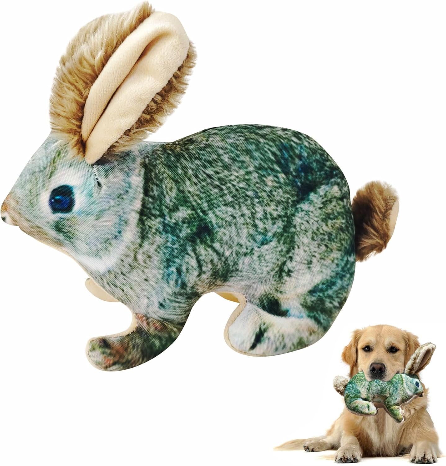 Dog Toy Rabbit Squeak,Attractive Squeaking Sound is Suitable for Dogs to Interact and Play on Outdoor Grass, Suitable for Small and Medium-Sized Dogs, Cute Plush Rabbits (Green)