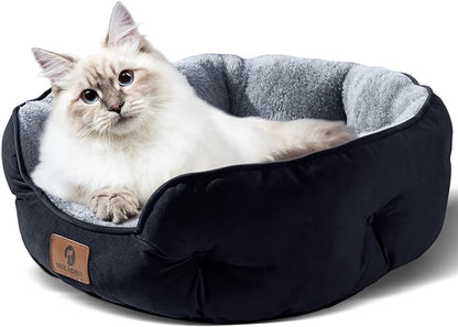 Asvin Small Dog Bed for Small Dogs, Cat Beds for Indoor Cats, Pet Bed for Puppy and Kitty, Extra Soft & Machine Washable with Anti-Slip & Water-Resistant Oxford Bottom, Black, 20 inches