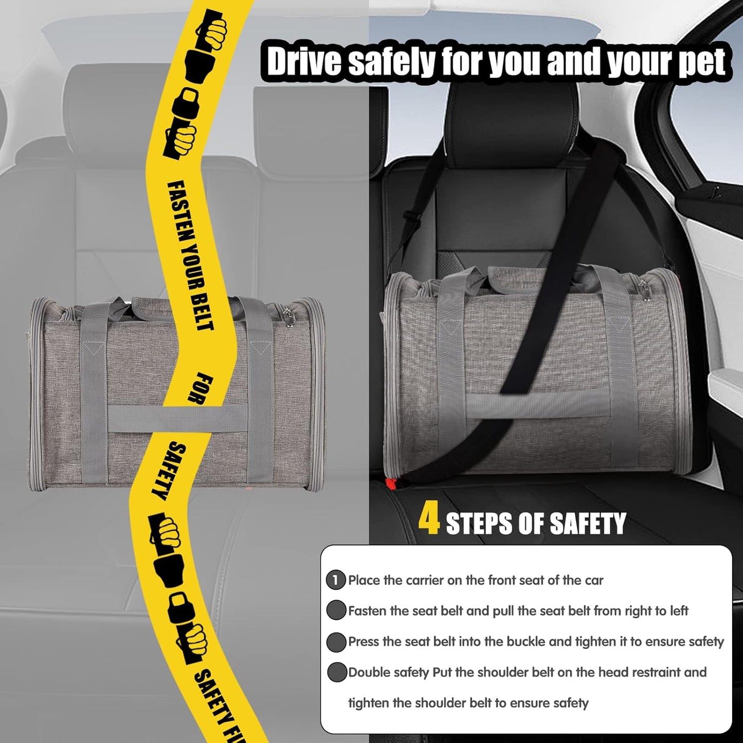 Cat Carrying Case - Pet Carrier Airline Approved, Protable and Breathable Pet Travel Carrier Removable Fleece Pad, Collapsible Cat Carrier Dog Carrier for Medium Cats Small Cats Dogs (17*11*11 grey)