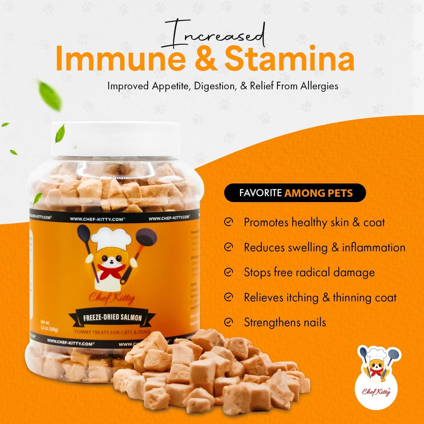 Freeze-Dried Salmon Treats for Cats & Dogs – 100% Wild Caught, Single Ingredient, High-Protein, Healthy Snack – No Additives or Preservatives – 2.6oz - Inspected & Tested in USA