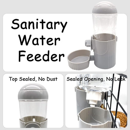 Tfwadmx Rabbit Watter Bottle 17oz Hanging Guinea Pig Automatic Water Dispenser No Drip Small Animal Cage Water Feeder Bowl for Bunny Chinchilla Hedgehog Ferret 2PCS (Grey)