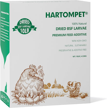 Dried Black Soldier Fly Larvae for Chickens - Non-GMO Poultry Feed Supplement, 85X More Calcium Than Mealworms,High-Protein Treats for Chickens, Hens, Ducks 10LB