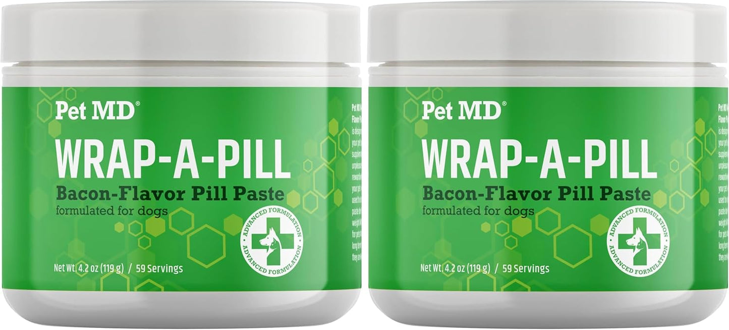 Pet MD Wrap A Pill Bacon Flavor Pill Paste for Dogs - Create a Pocket to Hide Pills and Medication - 59 Servings (Pack of 2)