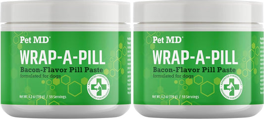 Pet MD Wrap A Pill Bacon Flavor Pill Paste for Dogs - Create a Pocket to Hide Pills and Medication - 59 Servings (Pack of 2)