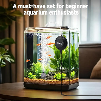 hygger MINI 1.5W Fish Bowl Aqaurium Silent Air Pump with Accessories, Oxygen Aerator Kit for Fish Tank 0.5-12 Gallon Fish Tank
