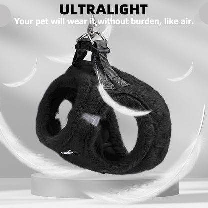 PUPTECK Adjustable Dog Harness Collar and Leash Set Step in No Pull Pet Harness for Small Medium Dogs Puppy and Cats Outdoor Walking Running, Soft Mesh Padded Reflective Vest Harnesses, Black S