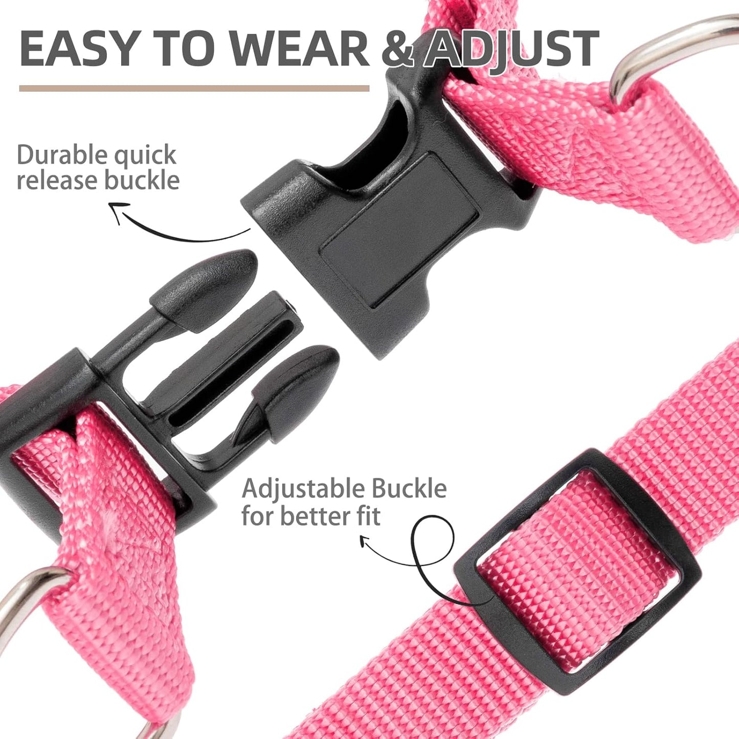 PUPTECK No Pull Dog Harness Soft Adjustable Basic Nylon Step in Puppy Vest Outdoor Walking with ID Tag Medium