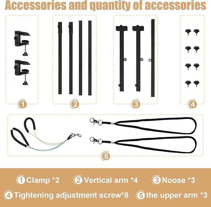 Dog Grooming arm with Restraint Loops, Adjustable Height(0"~35"),Adjustable Width (32"~47") for Large & Medium & Small Pets Bathing & Grooming (Black)