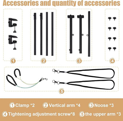 Dog Grooming arm with Restraint Loops, Adjustable Height(0"~35"),Adjustable Width (32"~47") for Large & Medium & Small Pets Bathing & Grooming (Black)