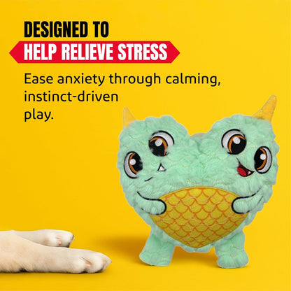 Bite Force - Durable & Strong Dog Toy Blue Two Headed Monster with Squeaker, Kevlar-Reinforced for Aggressive chewers.