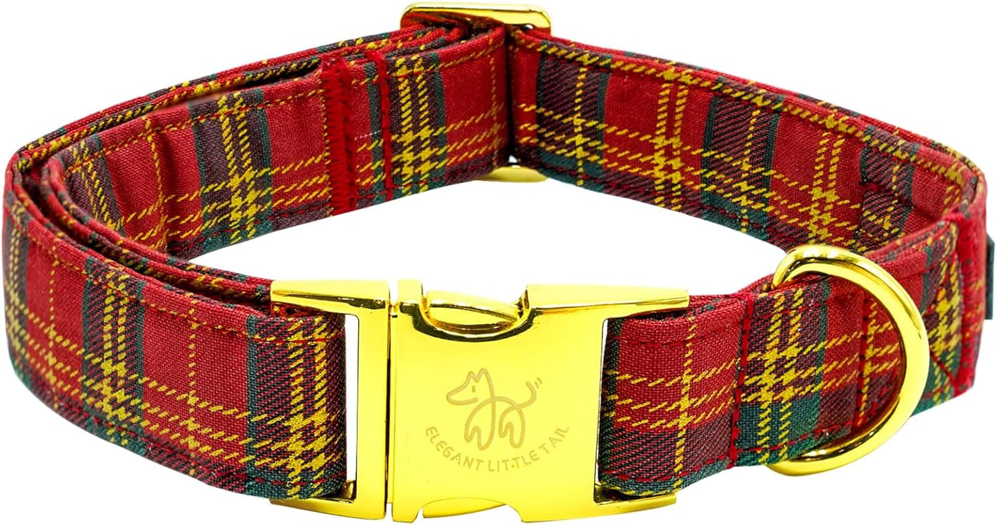 Elegant little tail Dog Collar, Christmas Red Plaid Pet Collar Cute Dog Collars Male or Female Pet Gift Adjustable Dog Collar for Large Dogs