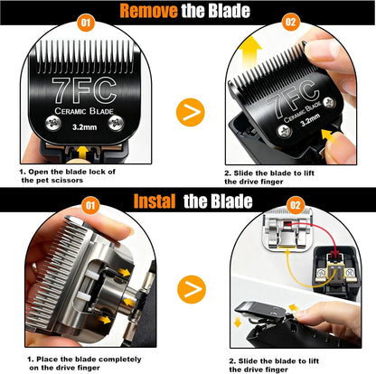 Dog Grooming Clipper Blades Replacement Compatible with Andis Dog Clippers,Most OsterA5, Wahl KM Series Pet Clippers (Black(7FC))