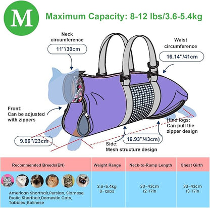 Cinf Cat Nail Clipping Cleaning Grooming Restraint Bag No Scratching Biting for Bathing Nail Trimming Injecting Examining(Taro,M)