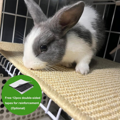 Rabbit Scratching Pad, 16 x 12 Inch Natural Sisal Bunny Scratch Mat Scratcher Mats Claws and Teeth Care for Biting Sleeping Nesting Small Animal Bedding Chew Toys Bed Play Toy (Beige, 2Pcs)