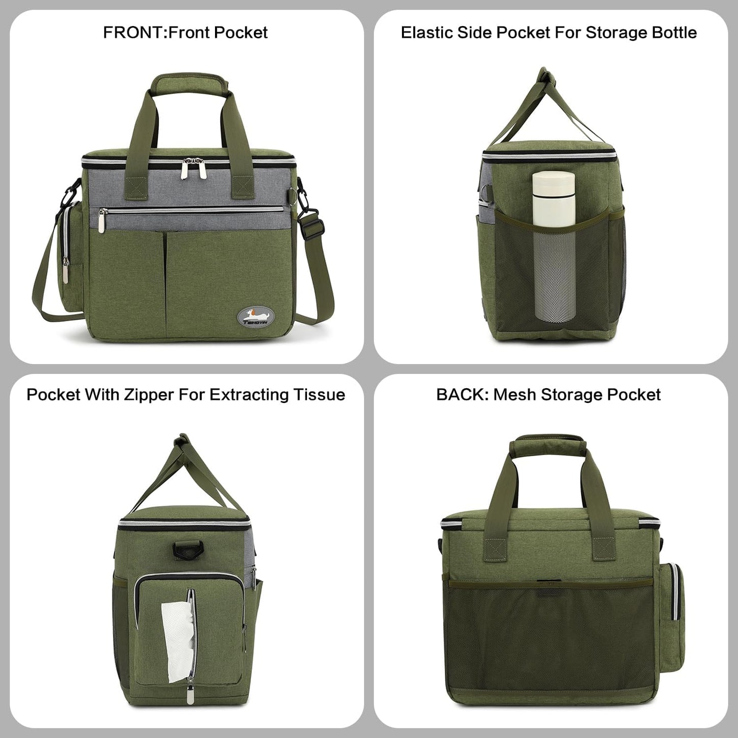 Dog Travel Bag for Pet Kit for Supplies with 2 Food Storage Containers 2 Collapsible Bowl 1 Feeding Mat 1 Dog Treat Pouch 7-Piece Set Perfect Road Trips Camping Weekend Doggy Gift Olive Green