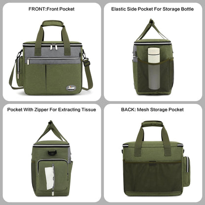 Dog Travel Bag for Pet Kit for Supplies with 2 Food Storage Containers 2 Collapsible Bowl 1 Feeding Mat 1 Dog Treat Pouch 7-Piece Set Perfect Road Trips Camping Weekend Doggy Gift Olive Green