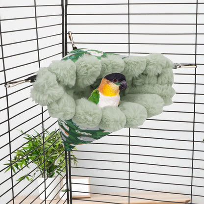 Wontee Bird Nest House Winter Warm Hanging Hammock Bird Bed Snuggle Hut for Parakeets Budgies Caique Conures Cockatiels (Medium, Green)