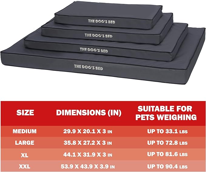 The Dog’s Bed Orthopedic Dog Bed, XL Grey with Black Trim, Waterproof, Supportive Dog Bed with Washable Replaceable Covers