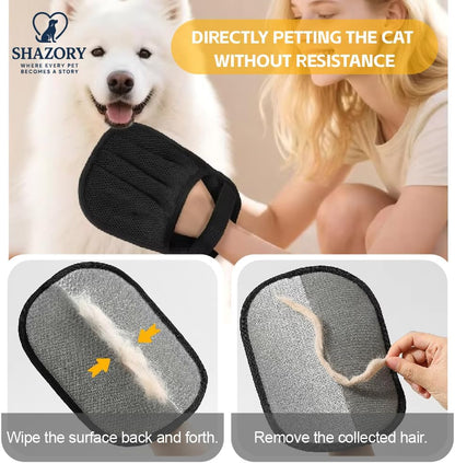 2 Pack Electrostatic Pet Hair Removal Gloves – Lint Cleaning Mitts for Cats & Dogs, Reusable Pet Hair Remover Glove for Furniture Couch Carpet & Car, Grooming & De-Shedding Glove for Pet Hair
