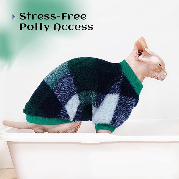 Cat Clothes -2 Legged Pullover Cat Sweater Soft Warm Pet Apparel Kitten Clothes for Kittens Only Elastic, Green M