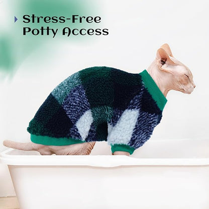 Cat Clothes -2 Legged Pullover Cat Sweater Soft Warm Pet Apparel Kitten Clothes for Kittens Only Elastic, Green M