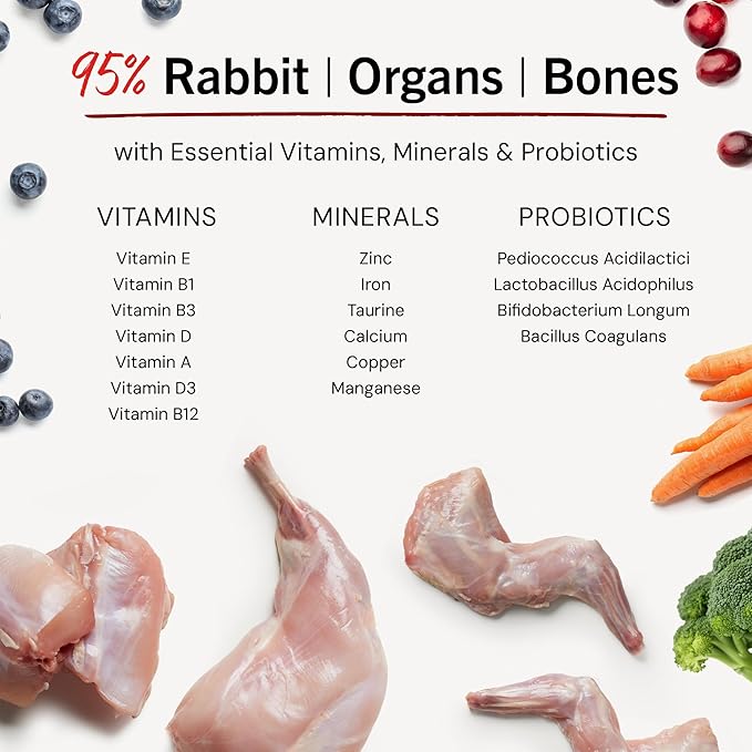 Stella & Chewy's Freeze-Dried Raw Dinner Patties - Absolutely Rabbit Recipe - High Protein Grain-Free Puppy & Dog Food - Perfect For Picky Eaters - 25 oz