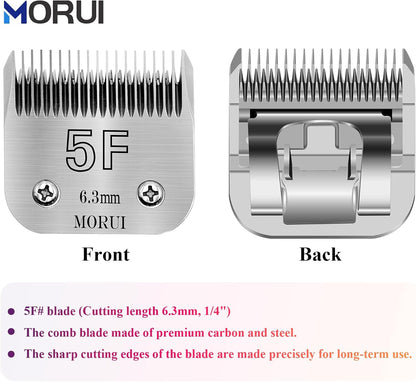 5F Cut Length 1/4”(6.3mm) Detachable Pet Dog Clipper Blades UltraEdge Series Clipper Blades for Dog Grooming Compatible with Most Andis,Oster A5 Wahl KM Series Clippers