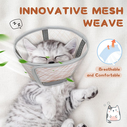 Supet Cat Cone Collar Soft, Air Mesh Recovery Collar to Stop Licking, Breathable Neck Cone Alternative for Small Kitten, Lightweight Cat Head Cone Anti Scratch (S)
