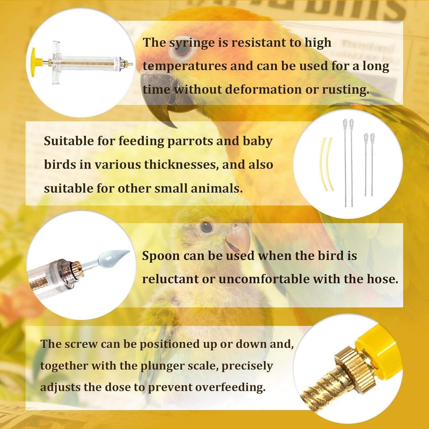 15 pcs Baby Bird Feeding Syringe Set - Bird Hand Feeding Syringe Set, Baby Birds Feeder with 20ml Feeding Syringes, Birds Feeder Scoop, Soft Tubes for Parakeets & Cockatiels