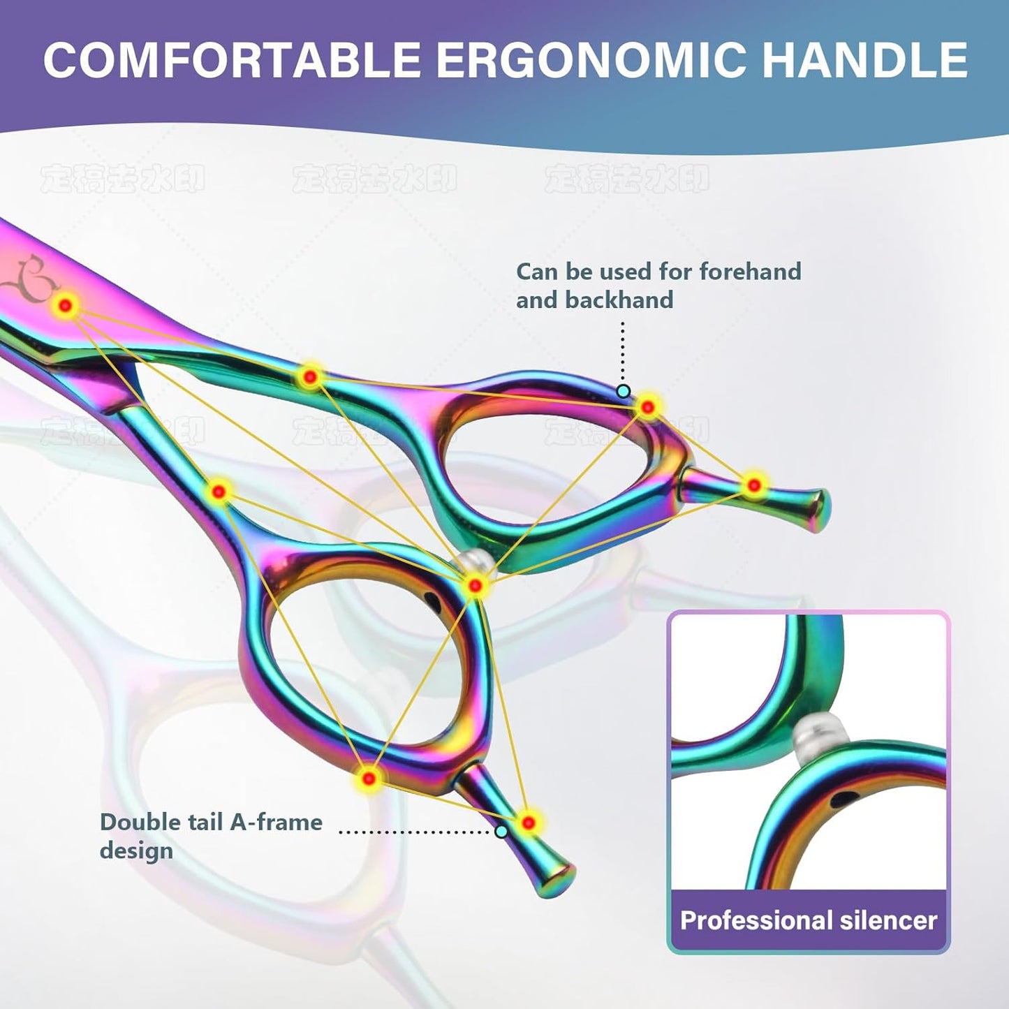 Dog Grooming Scissors, Professional 4 in 1 Dog Shears Set,Chunker Scissers,Curved Scissors,Thinning Shears and Comb for Cat Pet with Left Handed Deg Curved Shear