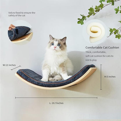 Cat Shelf with Comfortable Cushion - Curved Modern Cat Bed (Large Size) - Lotus Leaf Design Cats Wall Perch - Wall Mounted Cats Furniture for Sleeping, Playing, Climbing, and Lounging