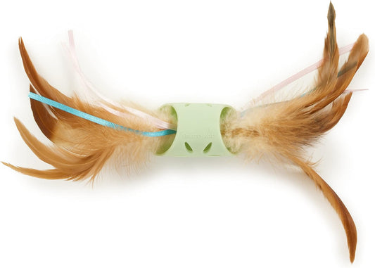 SmartyKat Flutter Roller Feather & Ribbon Chase Cat Toy - Green, One Size