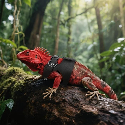 3 Pack Escape-Proof Bearded Dragon Leash - Adjustable Leather Vest and Retractable Nylon Leash, Bearded Dragons Accessories for Chameleons & Small Pets (S/M/L,Black)