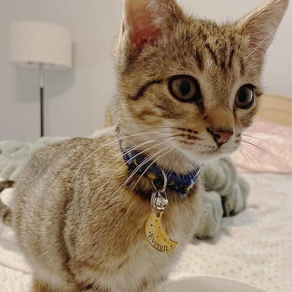 Anavia Small Size Dog Cat ID Tags, Small/XS Personalized Color Plated Stainless Steel Puppy Kitten Name Tags, Customized Engraved Nameplate Pet Collar Tag (Rose Gold, Moon)