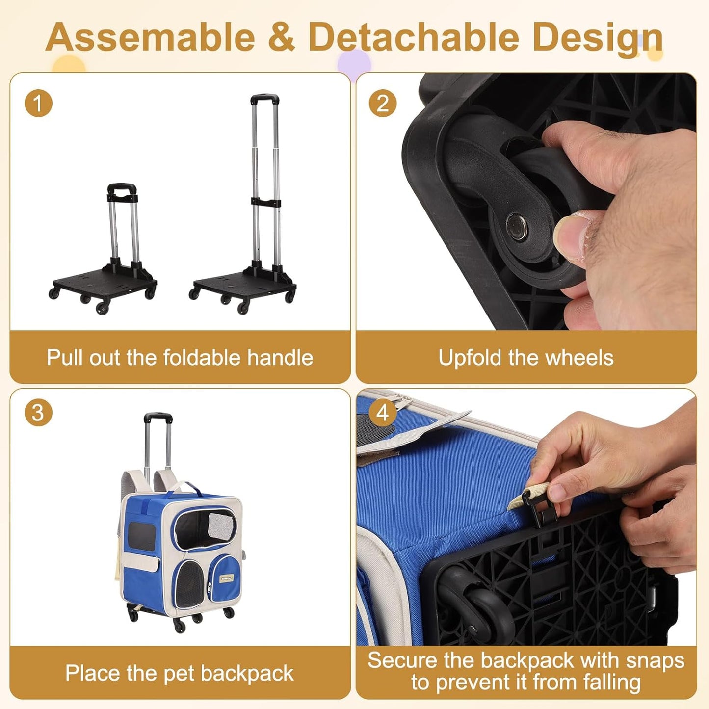 Pet Backpack Carrier, Portable and Ventilated, Nylon Dogs Cats and Small Animal Travel Bag 14.17", (Orange, 1 Pcs), Intended for Hiking/Camping/Traveling