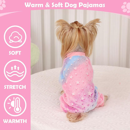Fleece Pajamas for Small Dogs - Extra Small Puppy Clothes, Soft & Stretchy Dog Onesies - Cat & Chihuahua Yorkie Sizes XS