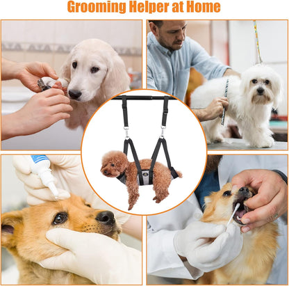 Ownpets Pet Grooming Hammock, Dog Grooming Hammock with Carabiners, Breathable Pet Grooming Harness Sling for Grooming, Hair Nail Trimming Cutting & More, S