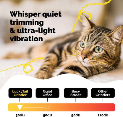 LuckyTail Pet Nail Grinder for Dogs and Cats - Super Quiet and Low Vibration Electric Dog Nail Grinder with 2 LED Lights - USB Rechargeable and Cordless - 2 Speeds - Small to Large Pets - Orange