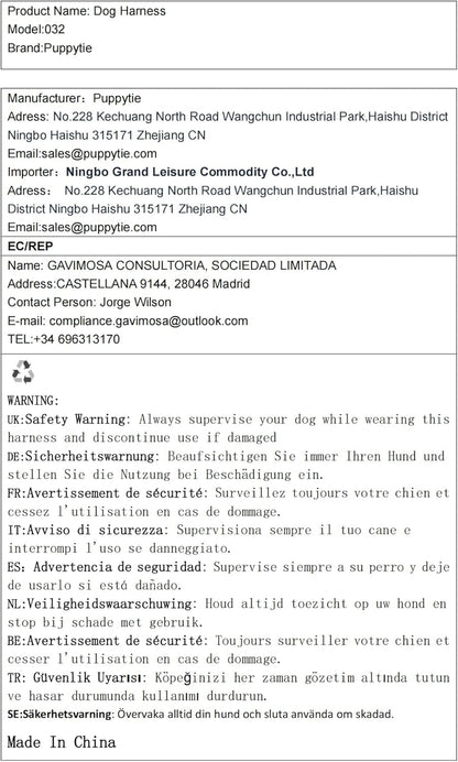 Puppytie No Pull Dog Harness with Multifunction Dog Leash,Soft Adjustable No Choke Escape Proof Pet Harness Vest for Medium Dogs,Plaid Blue,M