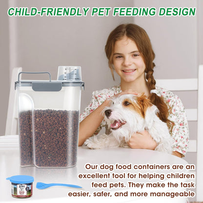 TBMax Pet Dog Cat Food Storage Container 5 to 7 lbs with Can Cover and Mixing Spoon, Airtight Pet Food Storage Dispenser with Large Spout & Measuring Cup for Kibble Dog Treat Bird Seed Container