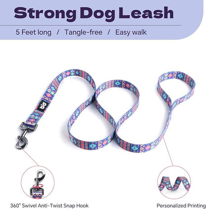 QQPETS Dog Harness Leash Set Adjustable Heavy Duty No Pull Halter Harnesses for Small Medium Large Breed Dogs Back Clip Anti-Twist Perfect for Walking